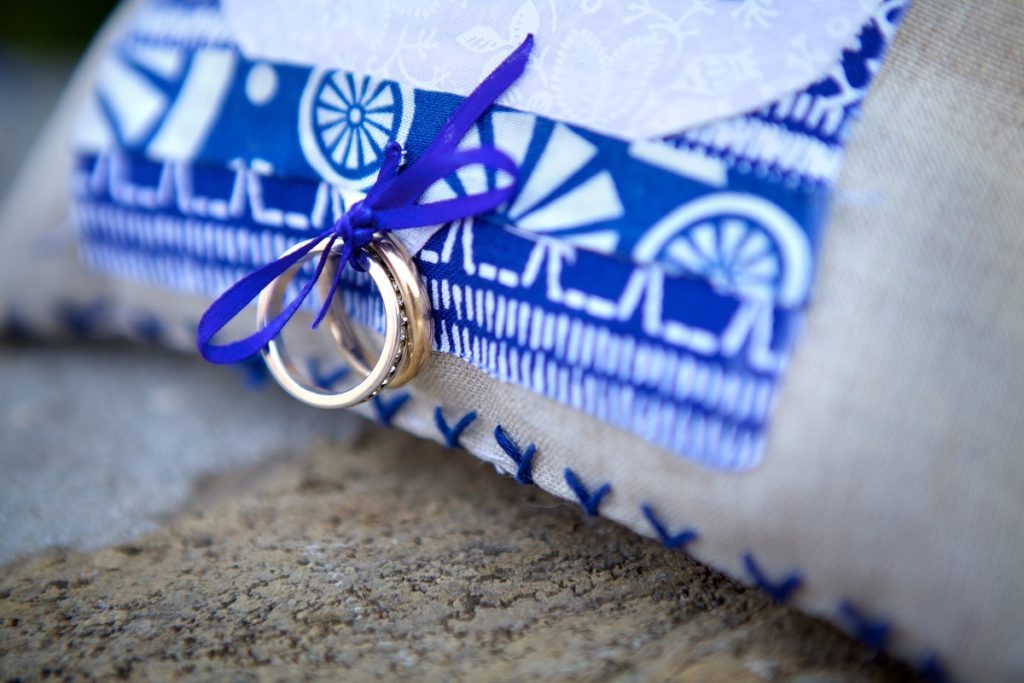 Eheringe Ringkissen Blau Weiß