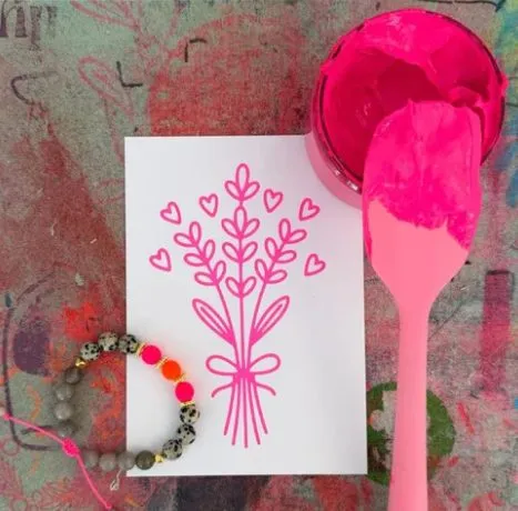 Muttertag Geschenkideen DIY Siebdruck Karte pink Manufaktur Noord