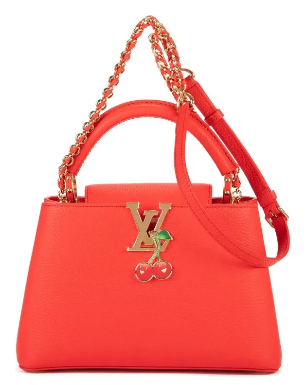 Pre-loved Louis Vuitton Capucines BB aus rotem Leder aus der Murakami Limited Edition