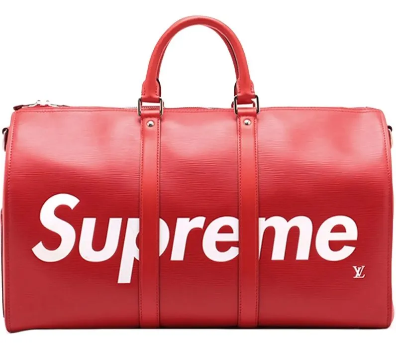 Pre-loved Louis Vuitton Supreme Keepall Bandoulière 45 aus rotem Epi Leder