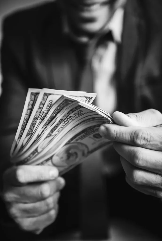 Person hält einen Stapel Geldscheine in der Hand – Symbolbild für Vermögen und Einkommensmillionäre in Deutschland.