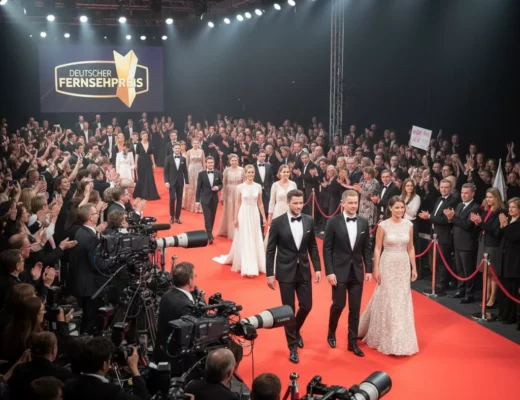 Deutscher Fernsehpreis 2025: Prominente in eleganten Abendroben und Smokings auf dem roten Teppich in Köln
