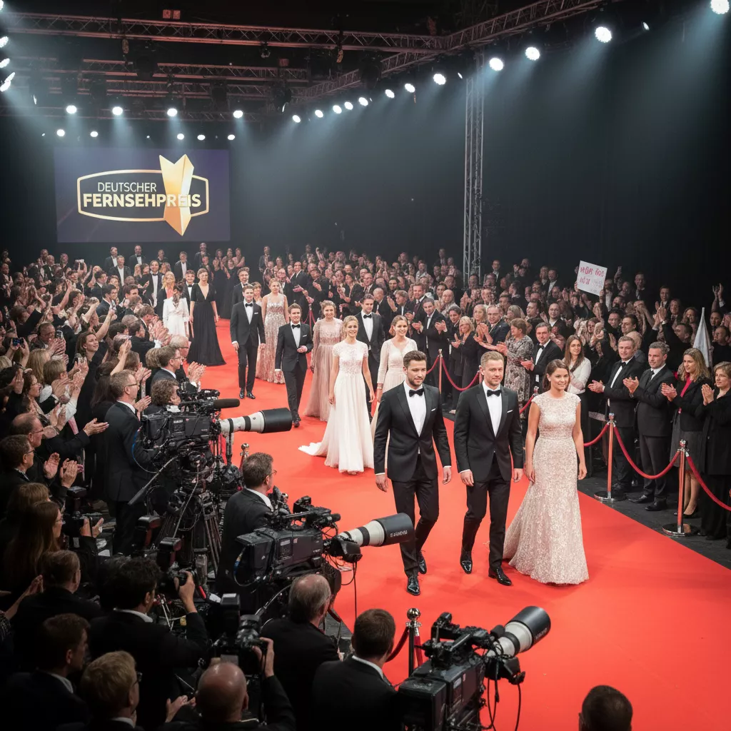 Deutscher Fernsehpreis 2025: Prominente in eleganten Abendroben und Smokings auf dem roten Teppich in Köln
