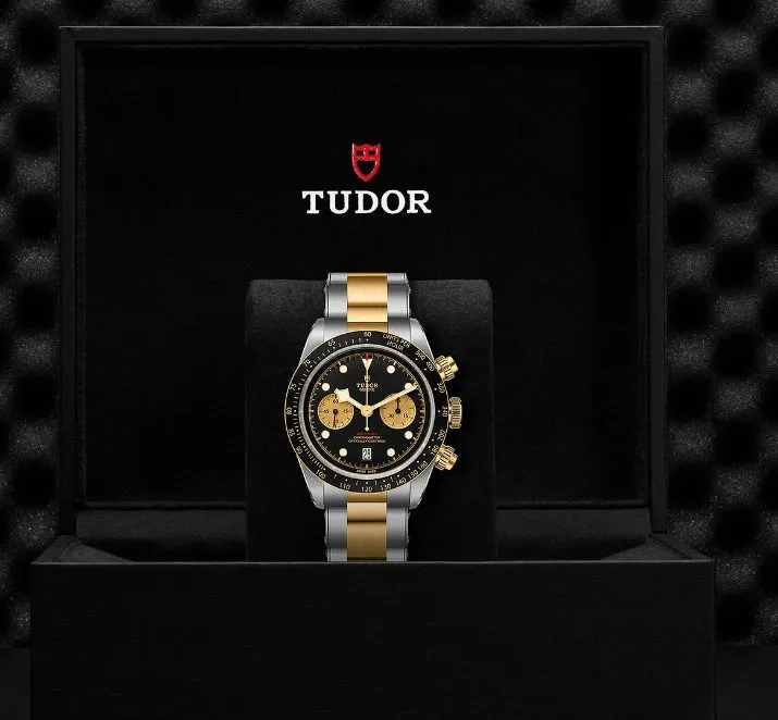 Tudor Black Bay Chronograph in Bicolor (Stahl–Gelbgold) in Präsentationsbox – Luxus-Chronograph von Tudor
