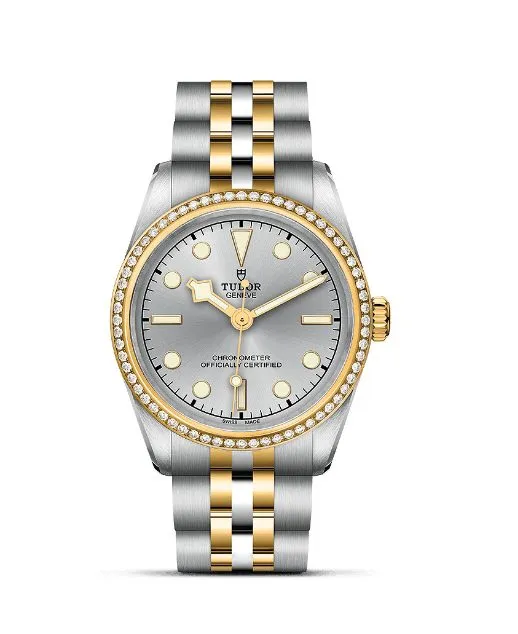 Tudor Black Bay 31 S&G mit diamantbesetzter Lünette und silbernem Sonnenschliff-Zifferblatt