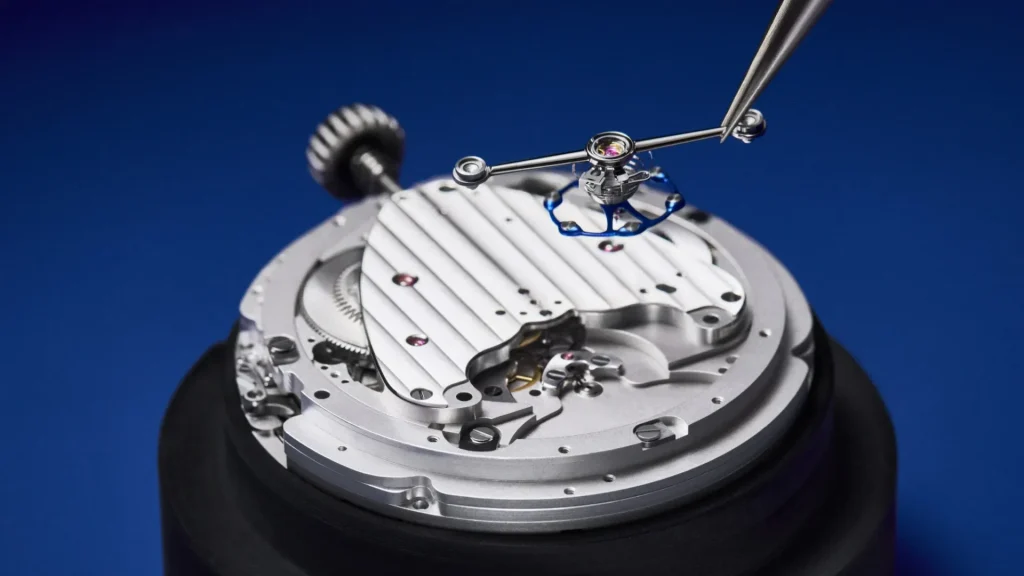 Uhrwerk der Louis Vuitton x De Bethune LVDB-03 GMT Louis Varius mit Feinregulierung der Unruh