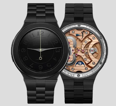 F.P. Journe Chronomètre Furtif mit schwarzem Gehäuse und sichtbarem Uhrwerk als exklusive Uhrensammlung Ergänzung