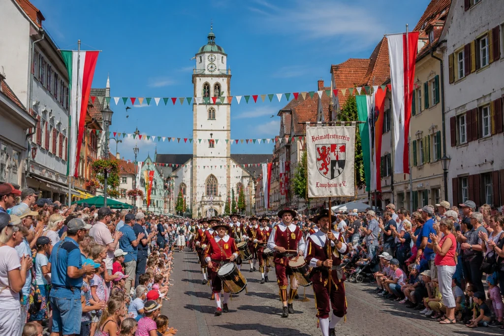 Heimatfest Laupheim 2026 mit historischem Festzug und tausenden Besuchern in der Innenstadt