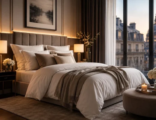 Luxuriöses Schlafzimmer mit hochwertigen Möbeln