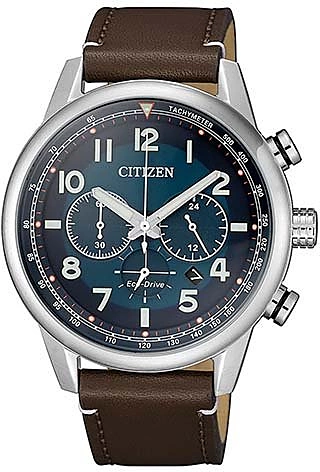 Citizen CA4420-13L Eco-Drive Chronograph mit blauem Zifferblatt und Lederarmband