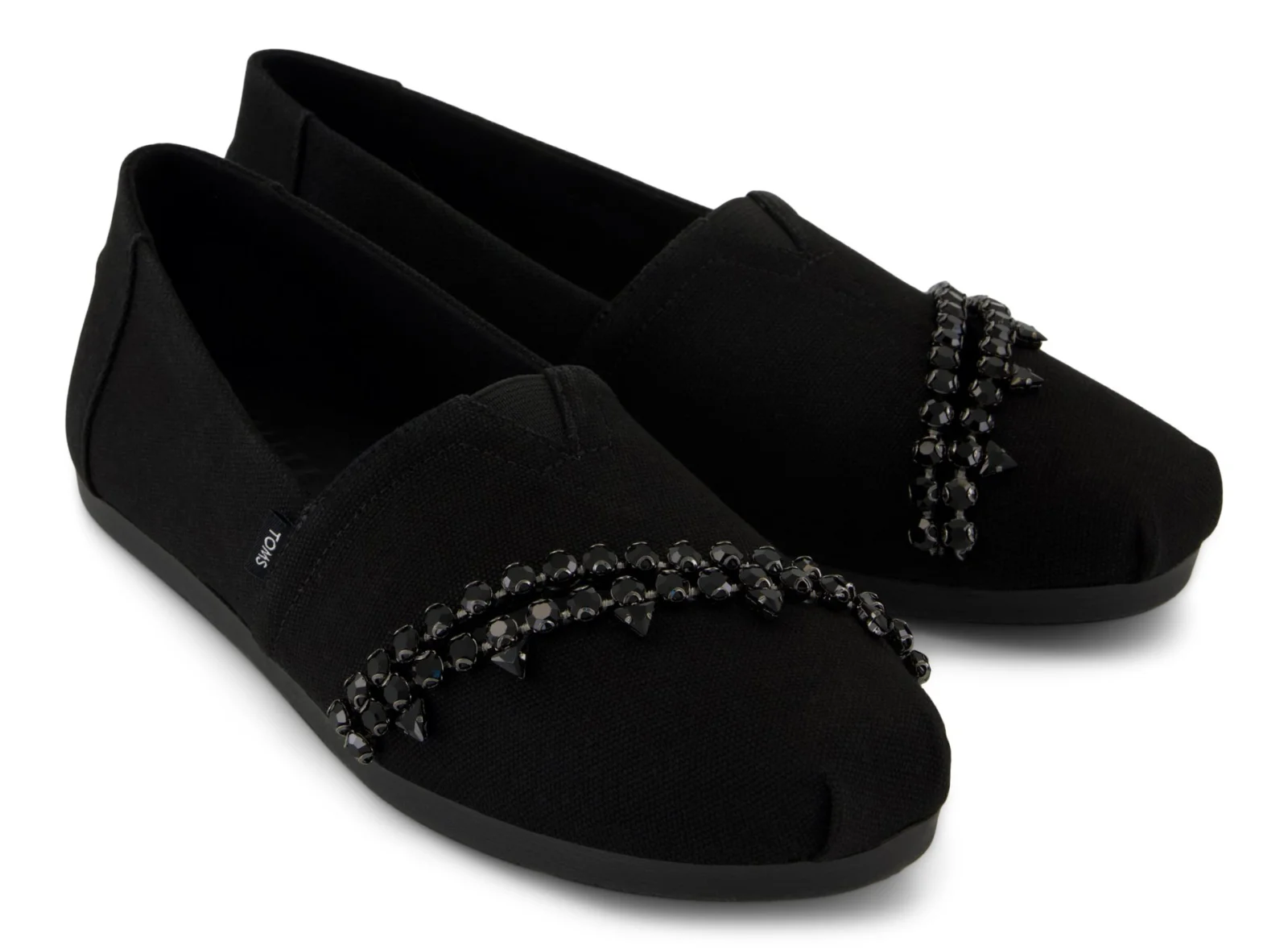 TOMS Allpargata Slit Black Canvas Crystal Trim