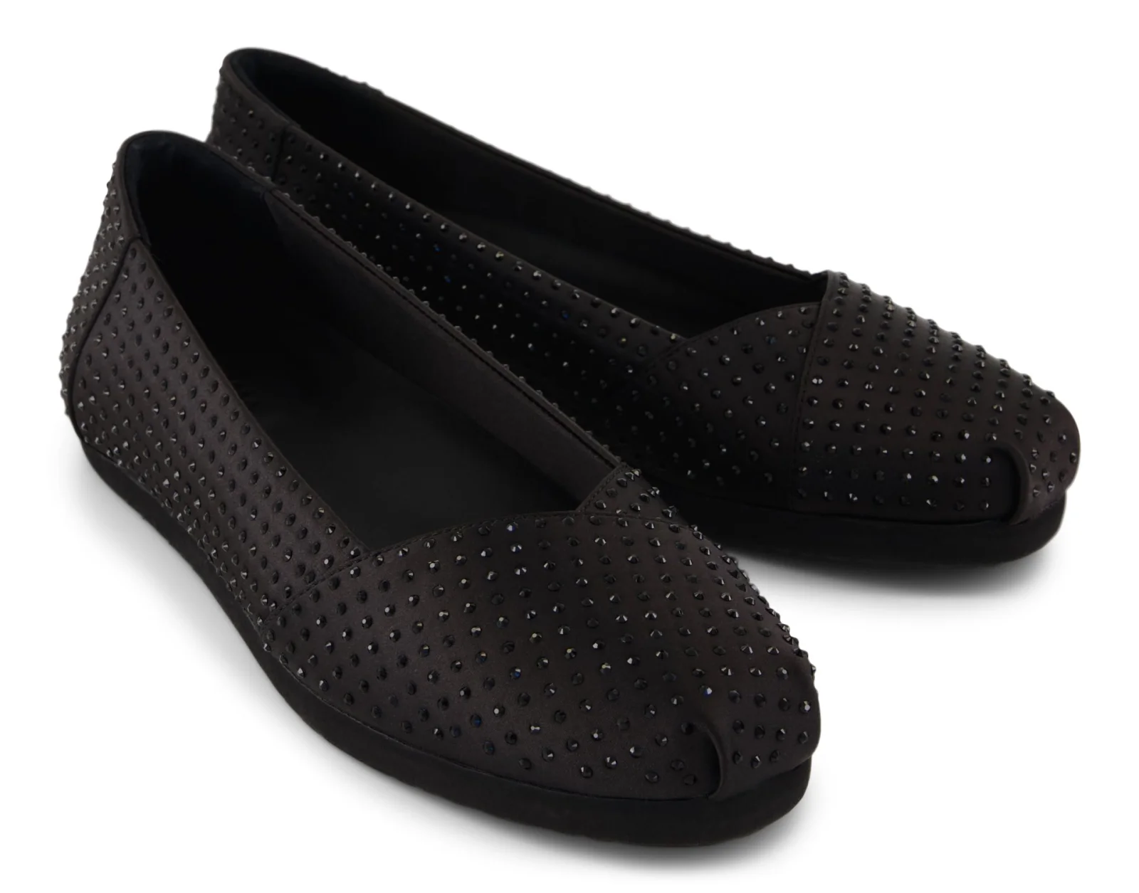 TOMS Alpargata Luxe Ballet Black Heavy Satin Rhinestone