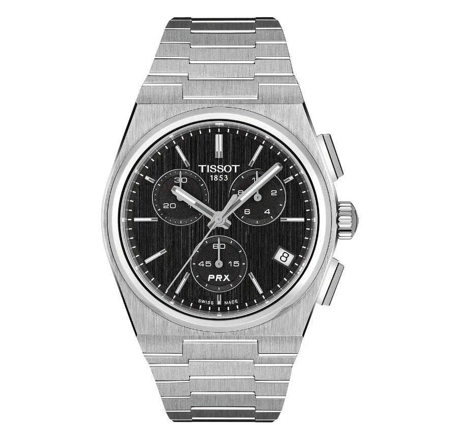 Tissot Chronograph PRX Quartz 41mm, schwarz, silber